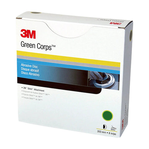 Box of Green Corps Stikit Sanding Discs 8 Inch No Hole 80 Plus Grit Production Pack Of 50 For Coating Removal On Metal Surfaces