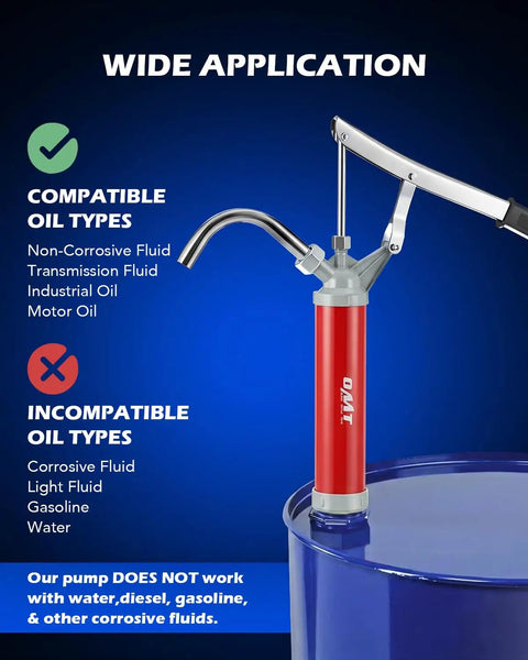 Orion Motor Tech 55 Gallon Drum Pump With Lever Action Design For Fast Fluid Transfer In Barrel Drums Up To 55 Gal Includes Telescoping Tube Wrenches And Storage Case Perfect For Diesel Gas Oil Handling