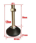 Heavy Duty Adjustable Threaded Furniture Leveling Feet Set Four Pack Swivel Levelers For Home Office Workshop And Industrial Equipment Easy Height And Angle Adjustment Squeak Free Stable Feet For Uneven Floors, M12 x 129mm foot