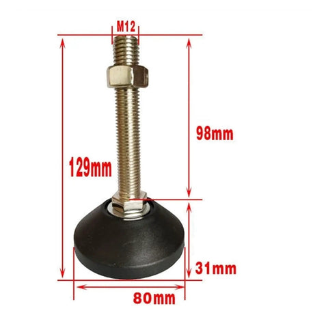 Heavy Duty Adjustable Threaded Furniture Leveling Feet Set Four Pack Swivel Levelers For Home Office Workshop And Industrial Equipment Easy Height And Angle Adjustment Squeak Free Stable Feet For Uneven Floors, M12 x 129mm foot