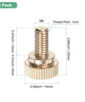 Six Pack Knurled Thumb Screws M6x12mm Solid Brass Round Head Fasteners for electronics repair, PC building, 3D printing, furniture