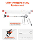 Pro Move Airless Paint Spray Gun And Hose Kit Featuring 3600 PSI includes three extension rods and a rotating nozzle for easy use.