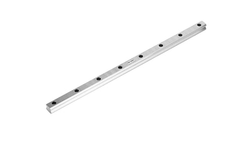 Close-up of MGN9 50Mm linear guide rail for 3D printers and CNC machines, showing precision steel construction and mounting holes.