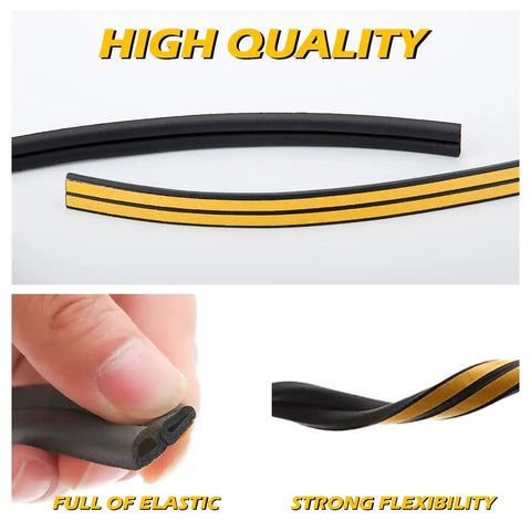 Door Weather Stripping Seal For Windows Self Adhesive Soundproof Insulation Strip Black 66 Feet Easy DIY Draft And Noise Reduction For Doors Windows And Frames, showing flexible black foam with adhesive backing.