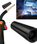 All In One MIG Welding Accessories Kit 26-Piece Flux Core Gasless Nozzle Set close-up with welding sparks in background