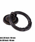 Two Pack Old School Antique Cabinet Ring Pulls Built From Zinc Alloy Durable Vintage Drawer Handles For Cabinets And Dressers Doors And Drawers Includes 2.36x1.89 Inch Size And 0.98 Inch Screw Length front view