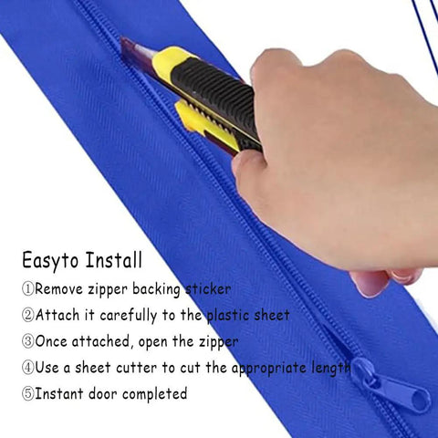 Installing Heavy Duty Zipper Dust Barrier For Greenhouses And Tents Self Adhesive Zipper Gate 3 Inch By 7 Foot Construction Zipper Blue
