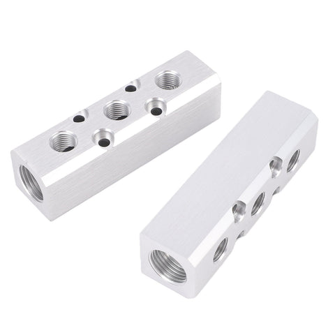 Aluminum Air Manifold 3 Way 5 Port Pneumatic Splitter With 1 Quarter Inch NPT Output For Tools DIYers Heavy Duty Airflow Control