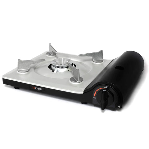 Agni Portable Butane Camp Stove With Auto Piezo Ignition, 2800 Kcal Hr Output 11500 BTU, High Heat Panel Efficiency shown in angle view