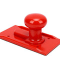 Solid Grip Woodworking Push Block With Textured Surface And Rounded Handle Finger Guard shown from the side, red ABS material, essential for table saw safety.