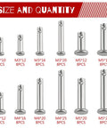 96 Piece Stainless Steel Clevis Pin Set With 12 Sizes M3 M4 M5 Flat Head And Round Head Single Hole Pins 304 Stainless Steel