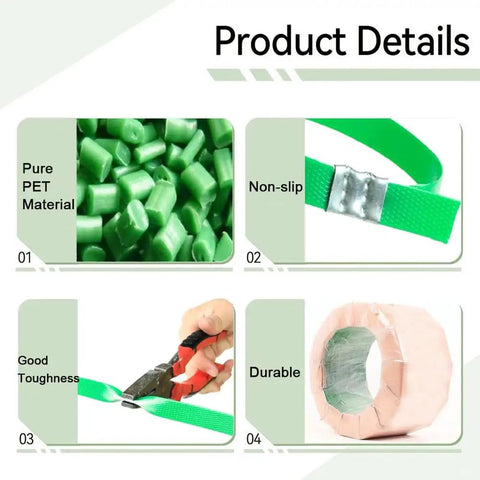 Product details of Heavy Duty Polyester PET Strapping Rolls For Packaging And Bundling, Green PET Strapping, Go To Cargo Tie