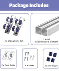 Double Track Bypass Barn Door Hardware Kit Soft Closing Mini Sliding Pocket Doors includes aluminum rails and rollers