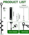18 Inch Ground Anchors Screw In Heavy Duty Kit Quad Pack with wrenches, straps, belt design, and 12mm adapter included.