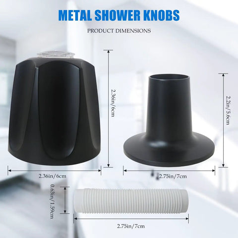 Upgrade Your Bathroom With Hotioga Metal Matte Black Shower Knob 2 Pack Replacement Handles For Verve Tub Faucets Featuring Secure 12 Tooth 9.5mm Stem Fits Perfectly To Give Your Shower A Sleek Modern Look And Total Style Revamp Today. matte black metal shower knob dimensions and 12 tooth stem