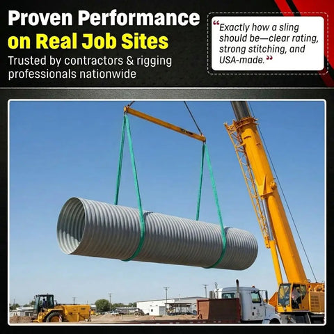 Green 8ft Endless Round Polyester Rigging Sling For Industrial Lifting And Rigging, heavy duty, lifting large metal pipe