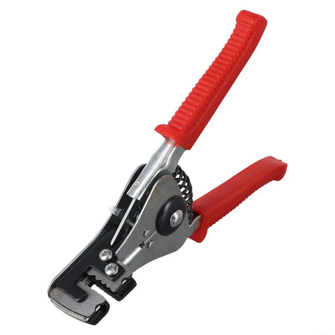 Heavy Duty Automatic Wire Stripper Pliers With Integrated Adjustable Ruler For 0.5 To 4.0mm Cables, alloy steel tool with red rubber grips.