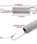 Beefy Stainless Steel Tension Springs For Recliner Sofa Replacement Mechanism Quick Swap Kit featuring dimensions and hook detail.