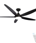 Indoor Ceiling Fan With 56 LED Lights, 5-Blade Black Fan With Remote, Quiet Motor, Reversible Multi Speed, Ideal For Bedroom Living Room Dining Room, Easy Install And Low Maintenance Lighting Fixture