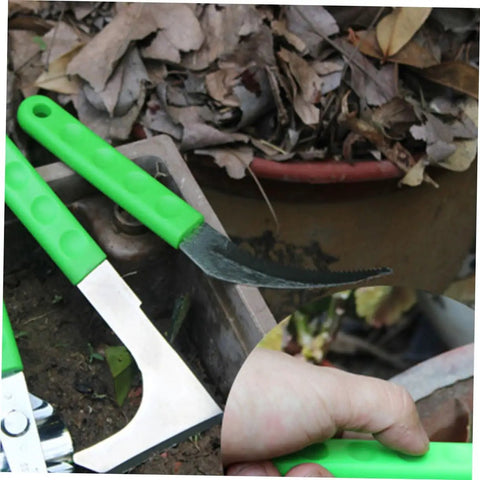 Close-up of Six-Piece Gardening Tools Set For Weeding And Harvesting Scythe Root Removal Grass Cutting Flower Beds And Vegetable Gardens