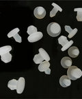 Silicone Hole Caps Set 2.5mm 3mm 3.5mm 4mm O Ring Kit 10 20 50 100 Pieces Handy High Temp Temperature Resistant Sealing Caps for Pipes and Industrial Equipment DIY Friendly, white silicone caps on black background