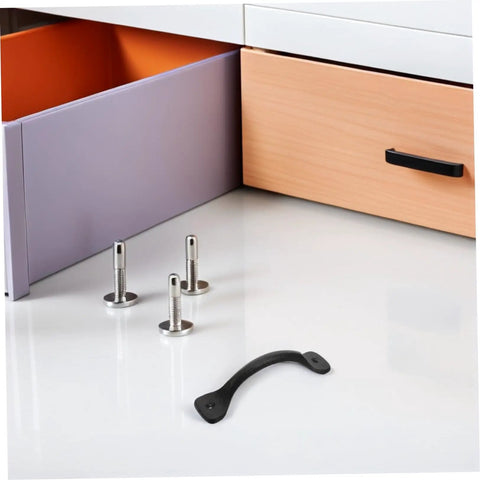 12 Piece Iron Cabinet Door Handles Retro Metal Drawer Pulls for Dressers and Farmhouse Cupboards displayed with screws