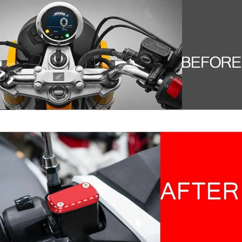 Before and after installation of Front Brake Fluid Reservoir Cap Compatible With 125 Models Ct125 Trail 125 Dax St125 Cr125 Cr250R.