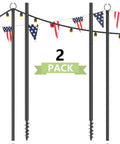 Two string light poles with spiral screws for patio decor, 2 Pack Outdoor String Light Poles 10.5 Ft Spiral Screw In Stakes For Patio
