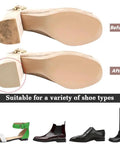 Before and after view of shoe with Two Pairs Heel Repair Rubber Pads For Shoes And Boots, 0.14 Inch Thick Non Slip Replacement Soles Protectors
