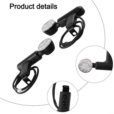 Brilliant Yellow LED Turn Signal Lights For 48V And 60V E Bikes Super Bright Daytime Running Warning Lamps For Serious Safety On Busy Streets, black pair with wires