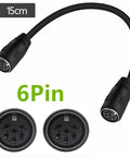 DIN 6 Pin Female To Female Extension Cable For Digital Audio And Data Links with black connectors, 15cm length, durable design.