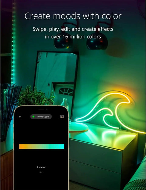 6.5ft RGB LED Strip Tube Flexible With 16M Colors, USB C Powered, App Controlled Lighting For Gaming And Room Vibe