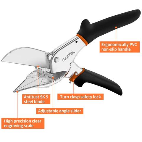 Adjustable Miter Shears For Trim And Molding, Smooth 45 To 135 Degree Cuts For Soft Wood PVC Plastic Rubber Leather, Easy To Use
