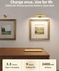 Rechargeable Picture Light For Wall With Remote Control Three Pack Sweet Stick On Magnetic Mount No Fuss Install Ultra Bright Frame Accent Lamp, showing mounted light above framed art.