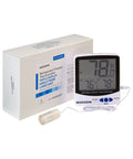Triple Display Digital Refrigerator And Freezer Thermometer With Single Probe Large Digits Real Time Current Min Max Temperatures And Date Stamp For Medical Lab And Food Safety Use