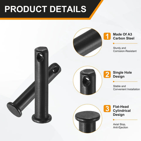 4 Pack M8x40mm Single Hole Clevis Pins Black Finish For Quick Release Heavy Duty Pins For Farm Gear Shop Builds Rigging Furniture Assembly And DIY Projects, A3 steel
