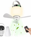 2 In 1 Camping Fan And LED Lantern For Outdoors Portable Hanging Ceiling Fan with remote and detachable blades