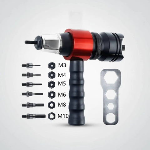 Compact Rivet Nut Tool Kit With Wrench For Mechanics Guys Makes Fastener Install Easy Super Portable And Totally Handy For Any Auto Shop Or Home Project, M3-M10 drill adapter