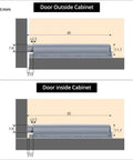 Push To Open Door Opener Latch With Screws 20 Pack Soft Close Cabinet Damper Hardware diagram showing dimensions for cabinet doors.