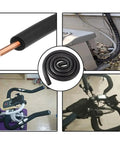 High Temperature Pipe Insulation Foam Tubing For Steam And Water Lines, shown installed on various setups, flexible black tube.