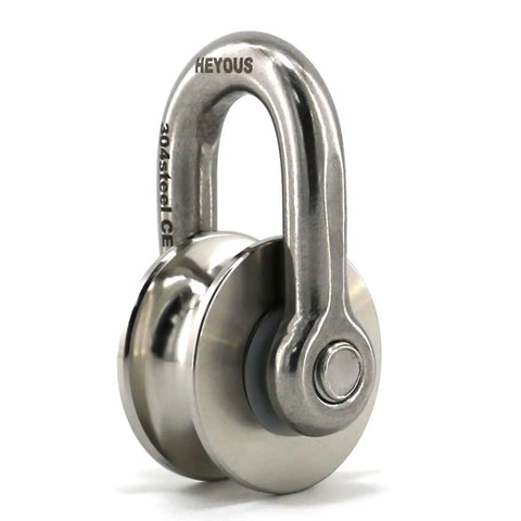 Long Bar Clasp U Shaped Pulley Large Size Stainless Steel Track Rotating Wheel Bearing For Small Crane, 304 stainless steel rope pulley