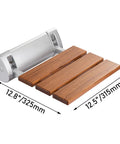 Folding Shower Seat Wall Mounted Bench Teak Wood Chair With 350 Lb Capacity Water Repellent Lacquer Finish Aluminum Bracket