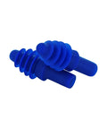 Four Flange Reusable Earplugs With Noise Blocking Fins For A Comfy Seal And Solid Noise Protection, blue earplugs, close-up view
