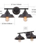 Industrial Farmhouse Wall Light Fixture With Vintage Sconce Vibe Oil Rubbed Bronze 2 Light Vanity Wall Mount dimensions