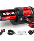 12V 3000Lbs Winch With Synthetic Rope For ATV UTV Off Road Beefy Workhorse, mounting bracket, wireless remote, 1.3HP motor