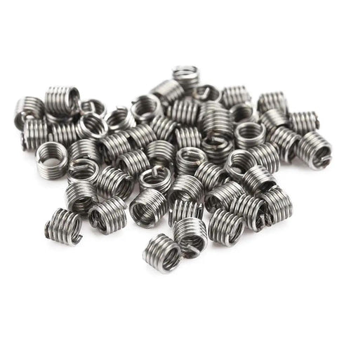 Cool QERLONG 50 Pack Of Stainless Steel Coiled Wire Helical Thread Inserts For Imperial 10-24unc Threads stacked together.