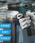 Heavy Duty 12V Rechargeable Drill Set Coupled With A Complete 25 Piece Electric Screwdriver Kit in use with ergonomic grip.