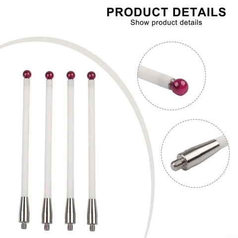 ArtHoval 4-piece CMM touch probe stylus set with ceramic stems and Ø6mm magenta ball tips, threaded shanks