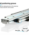 Ball positioning groove on Heavy Duty Full Extension Side Mount Drawer Slides Two Pack Ball Bearing Home Cabinet Hardware Glides Like Silk Hassle Free Install 28 Inch Rails.