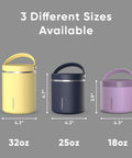 Slick Rugged Badass 25 Oz Double Wall Vacuum Insulated Food Storage Jar With Wide Mouth Leak Proof Lid Keeps Your Grub Scalding Hot Ten Hours Or Ice Cold Sixteen Hours Matte Black shown with 32oz and 18oz sizes.